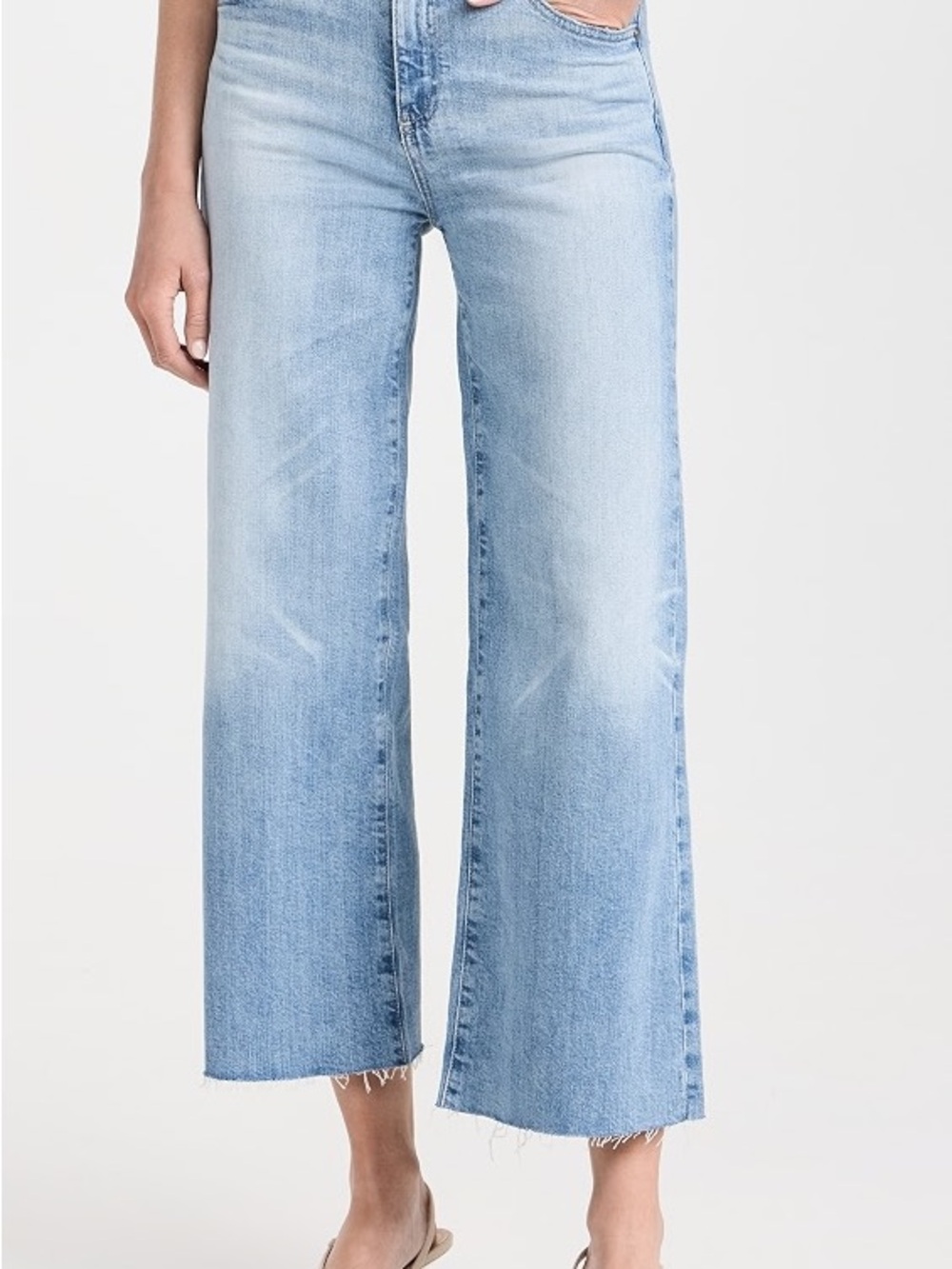 NWOT AG Jeans Contour 360 Wide Leg Crop Raw Hem Light Wash Jeans Size 26